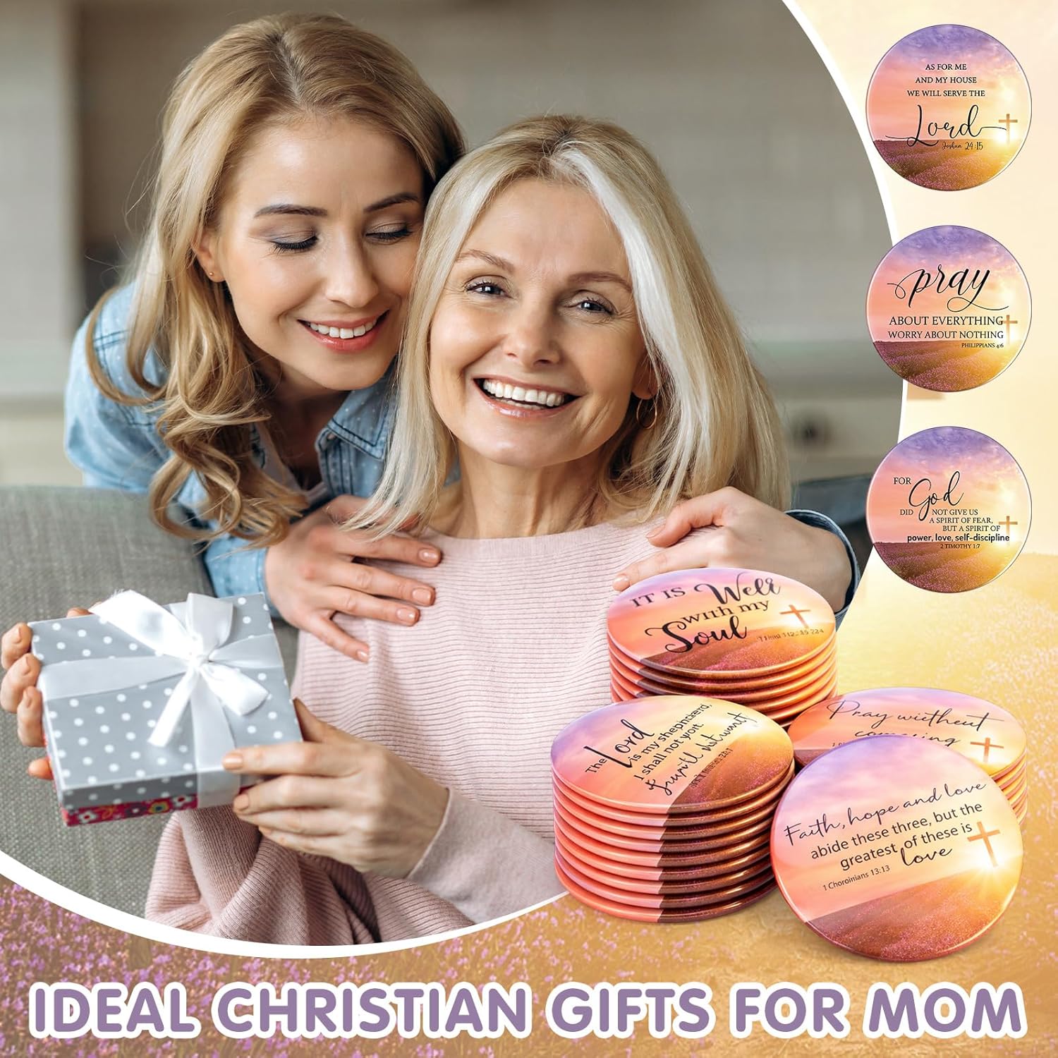 Meanplan Mother's Day Mirrors Christian Gifts Bulk Religious Bible Verse Makeup Mirrors for Women Church, 18 Styles