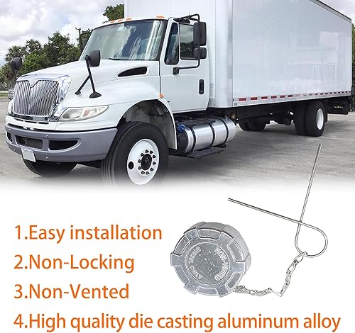 Miniatura 3 de Tapa de combustible diésel de aluminio sin bloqueo de 2 14 pulgadas 11.5 TPI compatible con Ford F600 F650 F700 F750 GMC C6500 TopKick International
