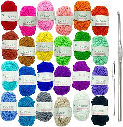 Paquete múltiple de madejas de hilo acrílico, 24 unidades, 432 yardas, para tejer y tejer proyectos de hilo de ganchillo, paquete múltiple