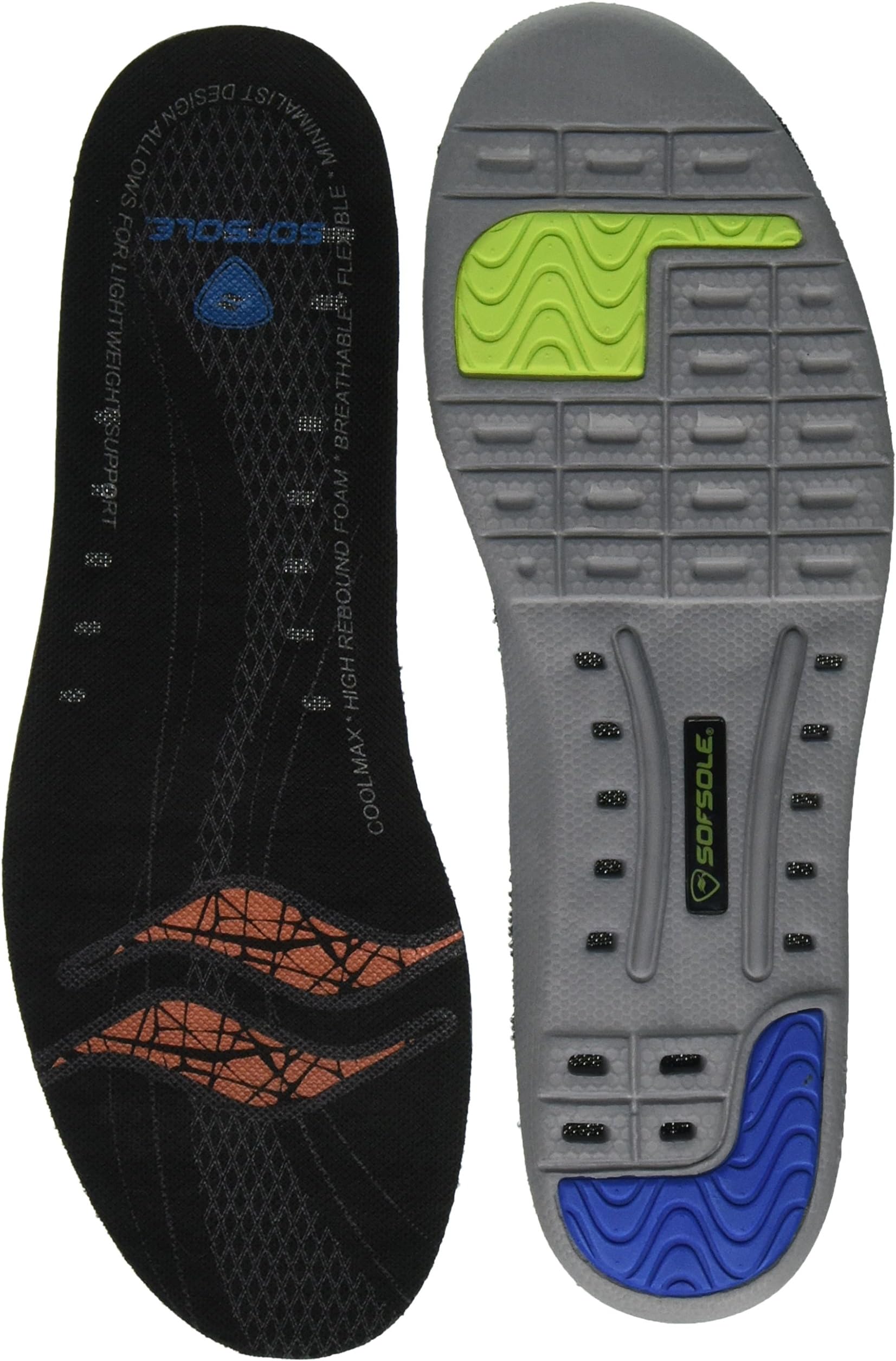 Sof SoleMen's Thin Fit Medium Arch Lightweight Low Volume Shoe Insole