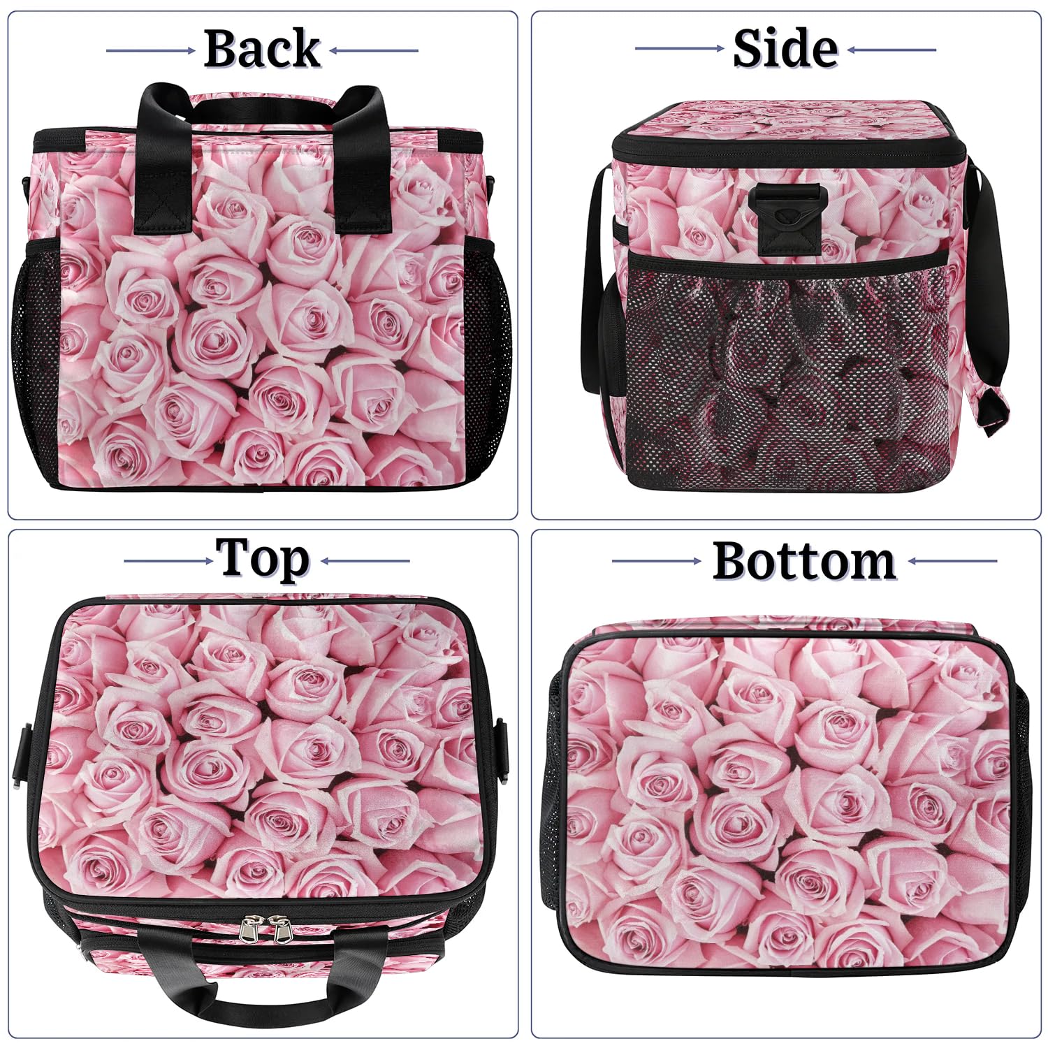 Große Lunchtasche mit Blumenmuster, für Erwachsene, Herren, Damen, Kinder, Mädchen, Jungen, isolierte Lunchbox, Kühltasche, Kühltasche, Kühltasche, Kühltasche für Arbeit, Picknick, Grillen