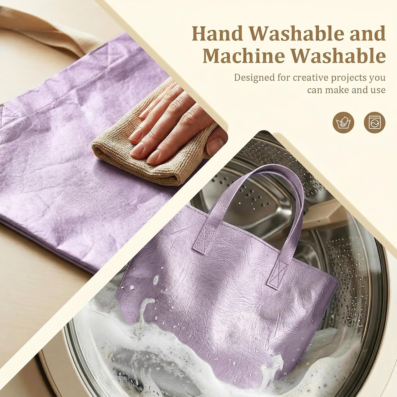 Washable Kraft Paper Fabric Roll 16.9 x 58.5 Inches, 0.55mm Matte Sewable Washable Paper for Bag Making, Pouches, Notebook and Journal Covers (GZ19) image 5