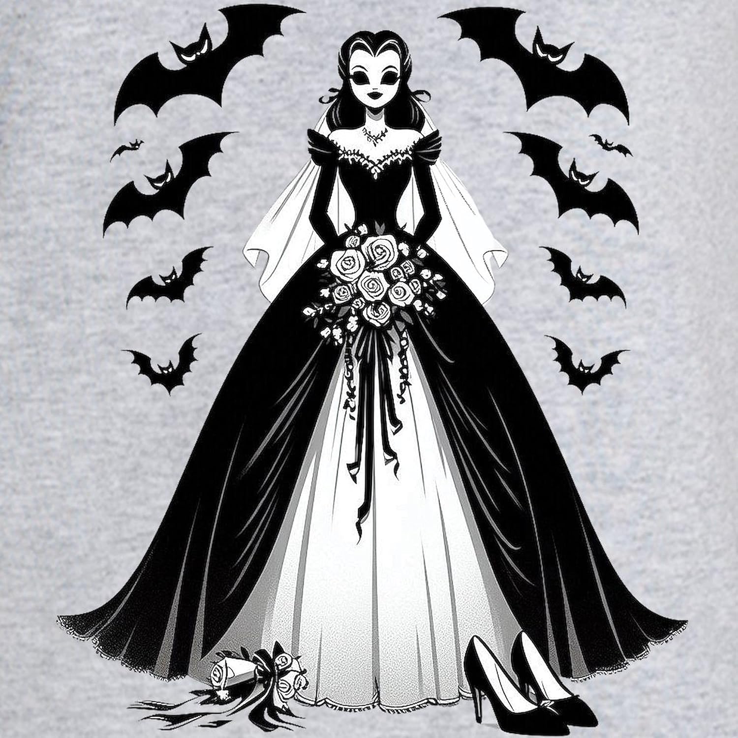 CafePress Halloween Bride Women's Nightshirt, Soft Long Pajama Shirt, Cotton PJs/Pyjamas Heather Gray