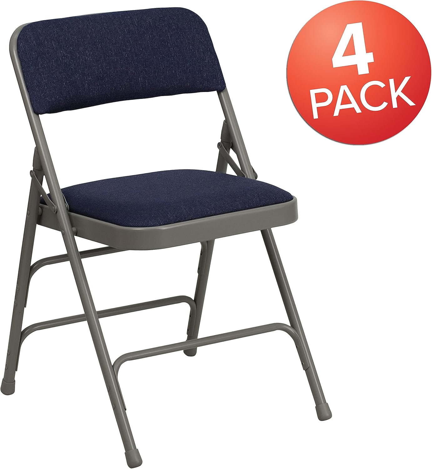 Flash Furniture Hercules Series Sheldon Metal Folding Chairs with Cushioned Seat, Fabric Upholstered Event Chairs, Set of 4, Navy