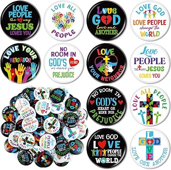 Giegxin 48 Pcs Christian Pins Bulk Mini Faith Adventure Buttons Religious Jesus Bible Buttons Inspirational Rewards Book Lover Gifts for Backpacks Birthday Vbs Party Favor