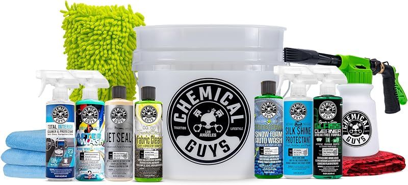 Chemical Guys HOL148MAX Kit de Limpeza Automotiva com 14 Peças, TORQ Blaster Foam Gun, Balde e Produtos de 473 mL