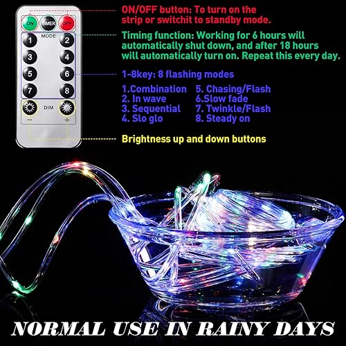 Miniatura 5 de Roceei Luz de red de bádminton, multicolor, 8 modos, 32 pies, impermeable, luz LED con control remoto y 6 piezas que brillan en la oscuridad, luz