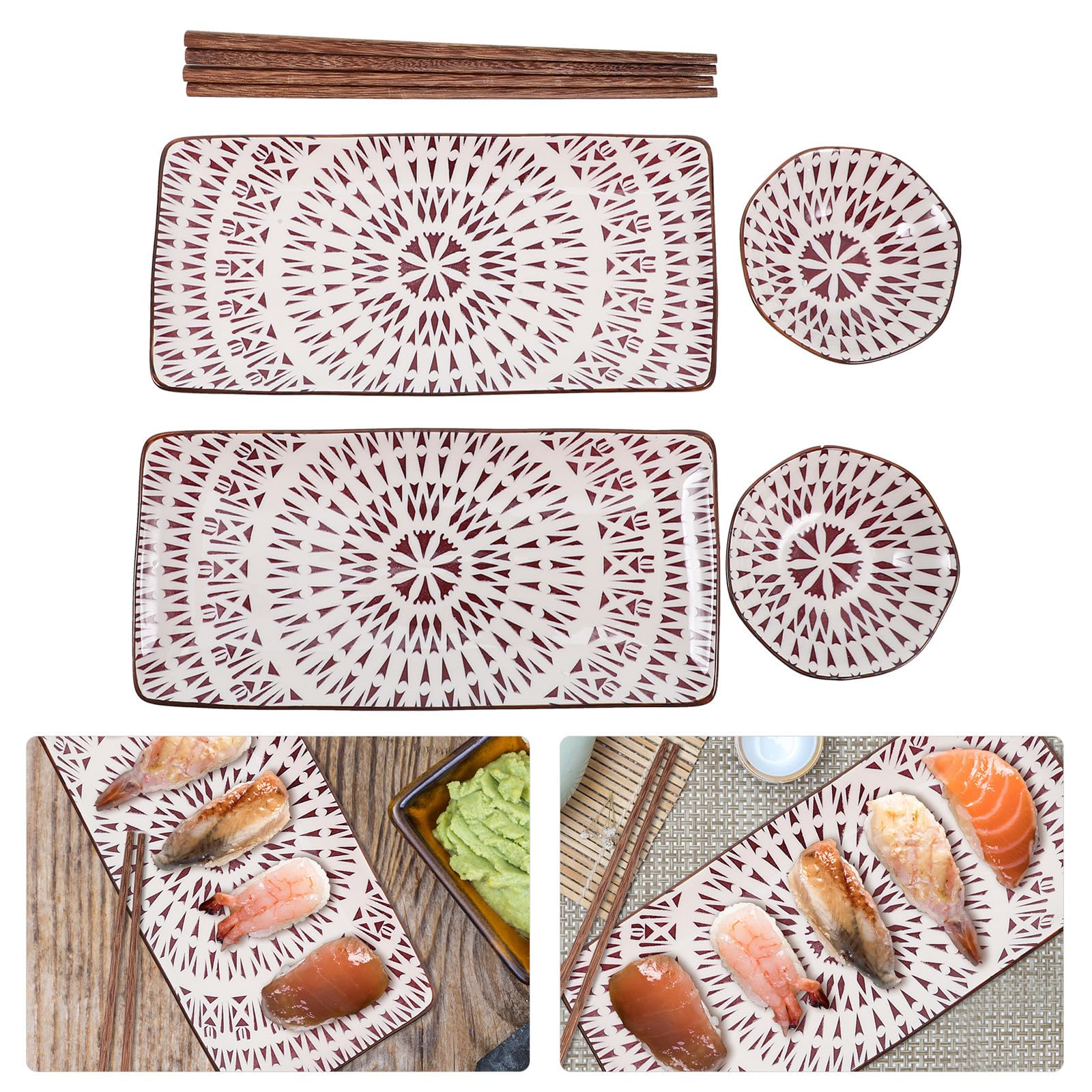 TOYANDONA Set de 2 Assiettes à Sushis en Céramique pour Restaurant