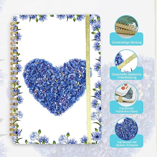 Miniatura 29 de Mlife Cuaderno encuadernado en espiral A5, 160 páginas, diario de 3.53 oz/yd², cuaderno de notas de 8.5 x 6 pulgadas, cuadernos con bolsillos