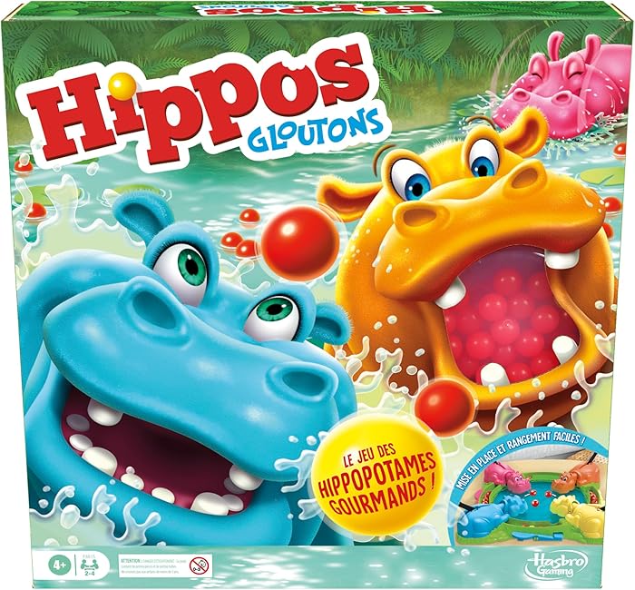 Hasbro Gaming Hippos Gloutons, Jeu De Plateau Pour Enfants et Famille, Avec Chargement Automatique Des Billes, Idées Cadeaux d'Anniversaire, De 2 À 4 Joueurs