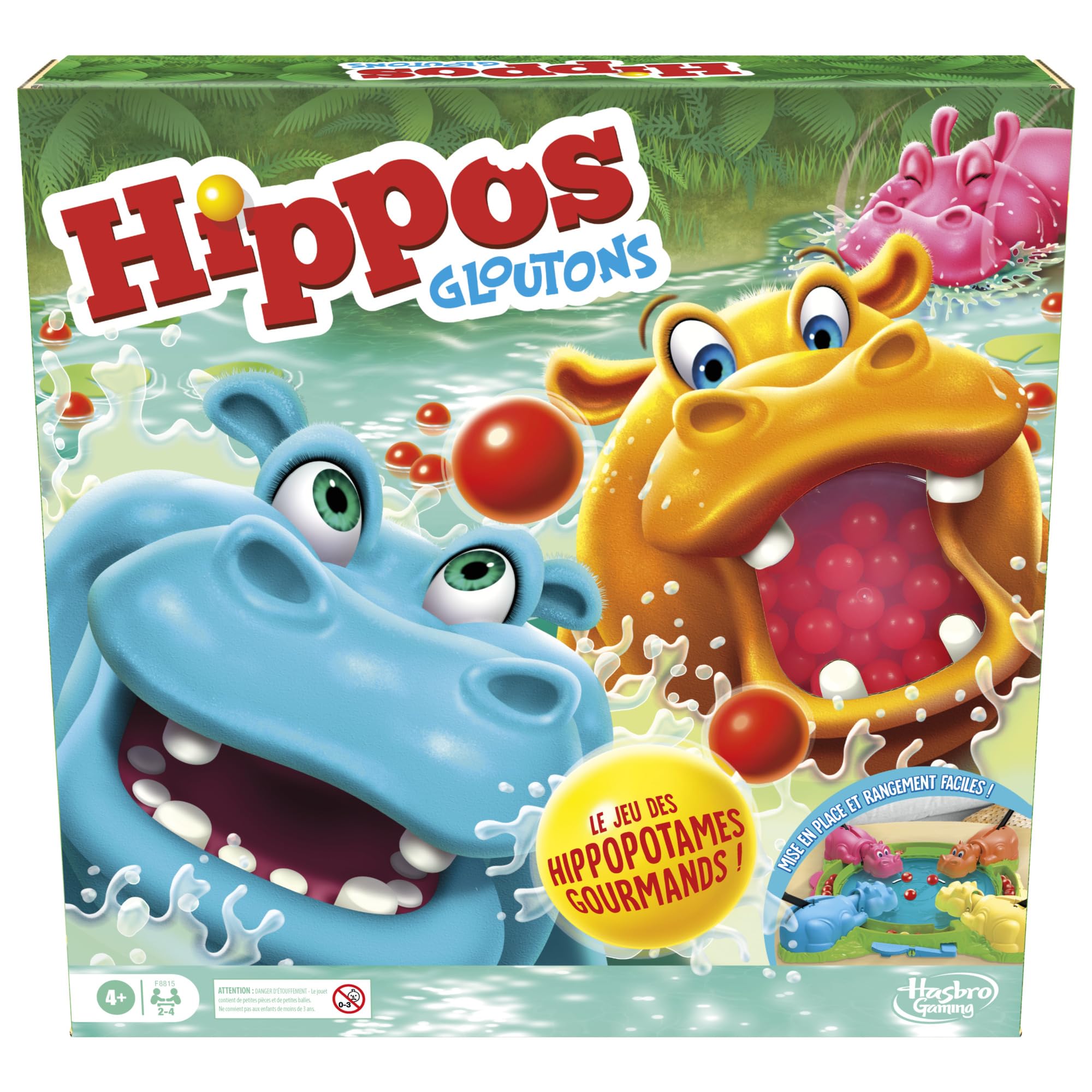 Hasbro Gaming Hippos Gloutons, Jeu De Plateau pour Enfants et Famille, avec Chargement Automatique des Billes, Idées Cadeaux d'anniversaire, De 2 À 4 Joueurs