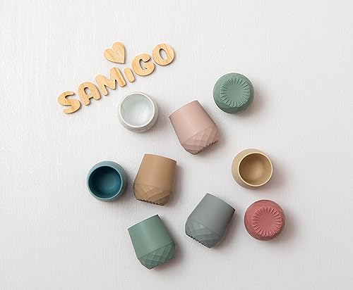 Miniatura 8 de SAMiGO Utensilios de silicona para bebés  Cucharas de autoalimentación y pequeña taza de entrenamiento  Suministros de destete LED para bebés de