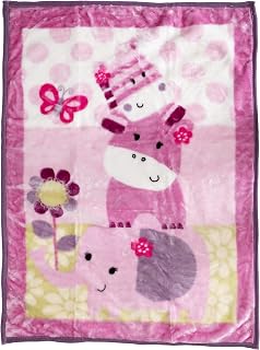 Fleece Plush Soft Throw Blanket - Lightweight Crib Blanket for Baby Bed Lounger - Fuzzy Warm Cozy Toddler Blanket for Daycare Preschool Naptime, 43" X 30" (Elephant Hippo)