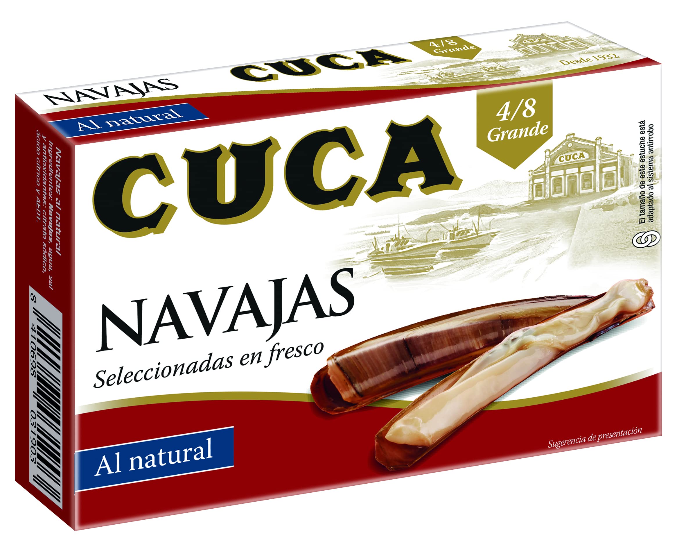 Navajas Cuca al natural 4/8 piezas grande pack 5 latas 120gr