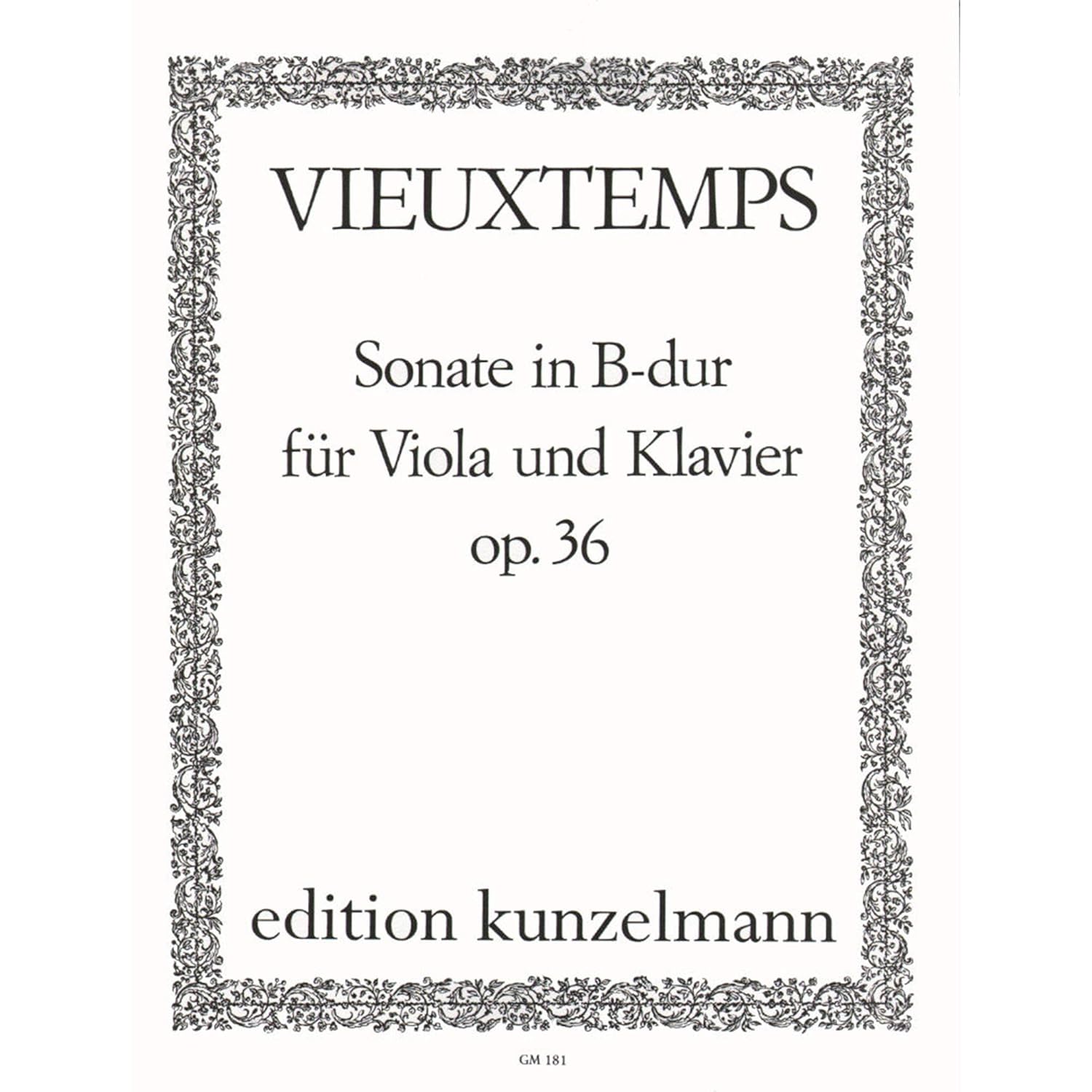 Vieuxtemps Sonata In B-Flat Major, Op 36 For Viola and Piano      Sheet music