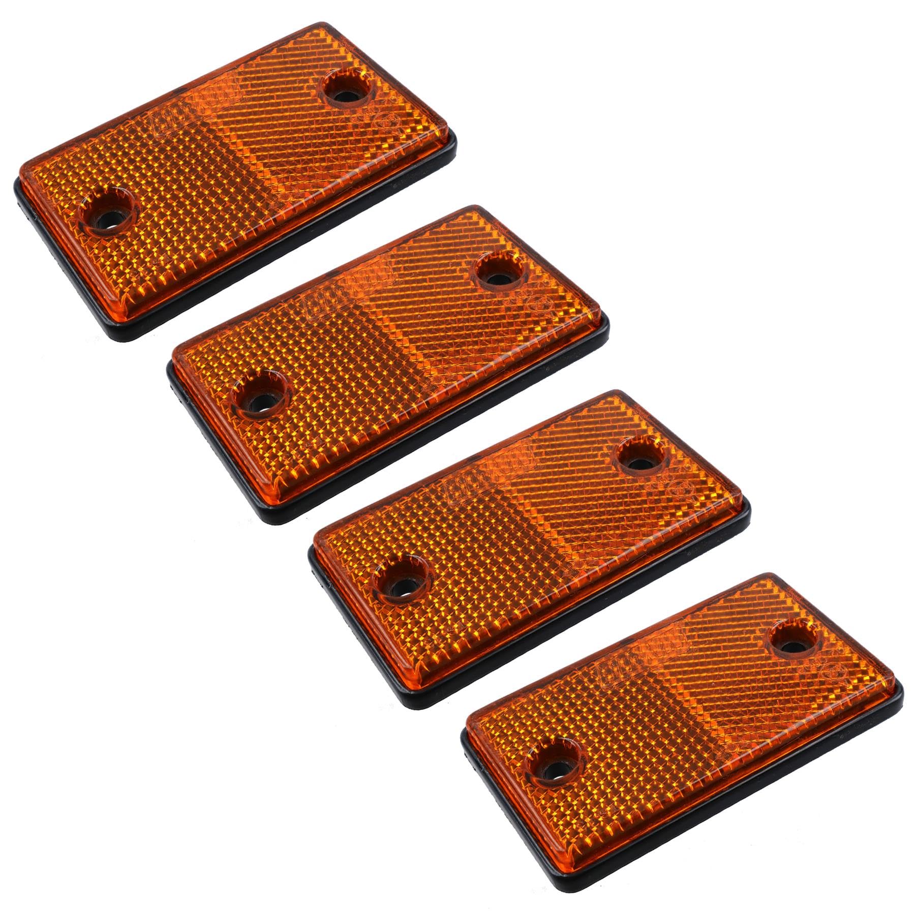 4 x Orange Amber Rectangular Reflectors for Driveway Gate Fence Post Trailers