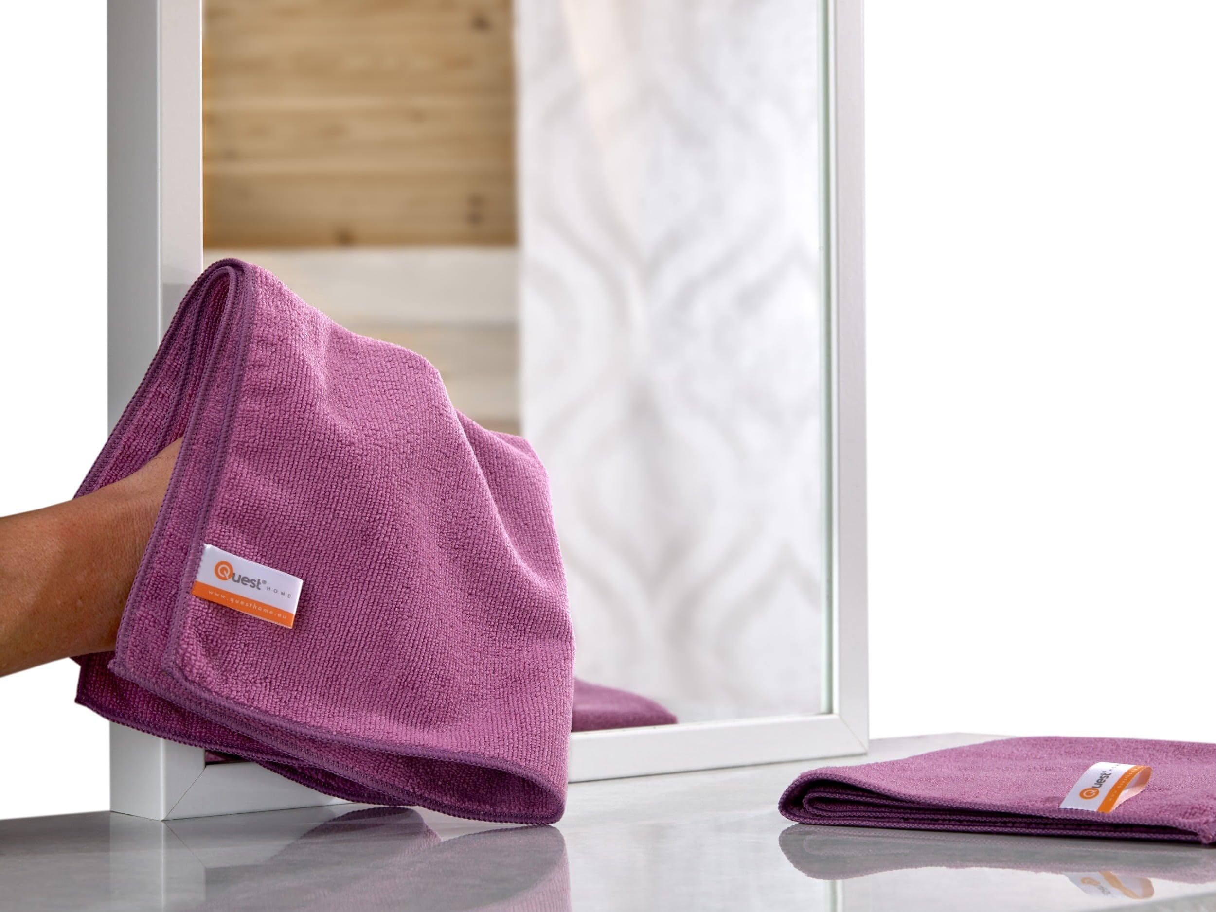 Quest Mikrofaser Reinigungstuch 40x40 cm - All Pink, Set mit 50 | Saugstarkes Putztuch für Fenster, Küche, Bad & Auto, reinigt fusselfrei nur mit Wasser, waschbar & wiederverwendbar