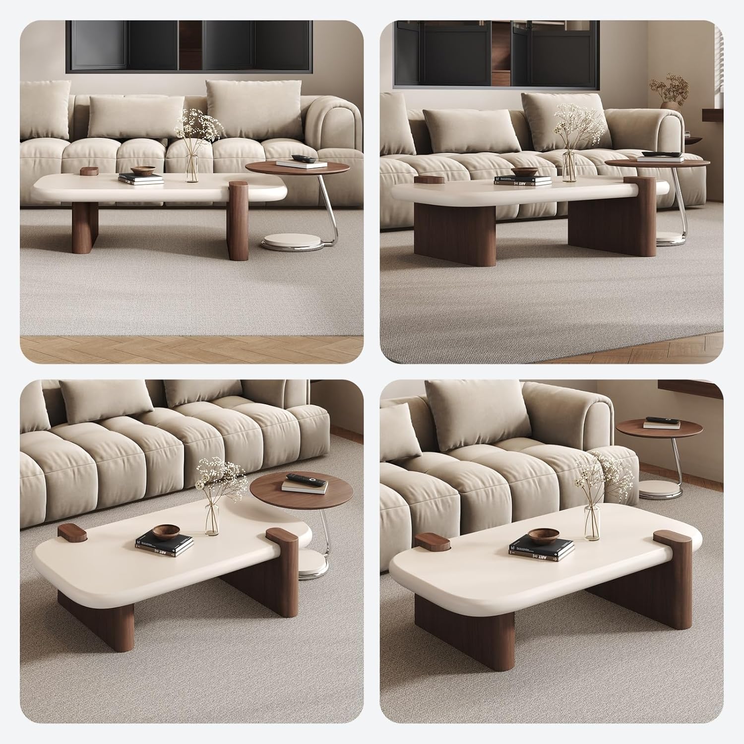 Board Modern Coffee Living Room Solid Wood Shelf Set Nesting Farmhouse Center Stacking mid-Century Storage Side Pieces