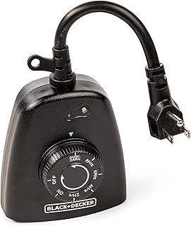 Black+Decker Outdoor Timer with 3 Grounded Outlets - Waterproof Outlet Timer with Countdown, Dusk to Dawn Timer for Lights, Holiday Decorations - Durable Light Timers with Photocell Sensor
