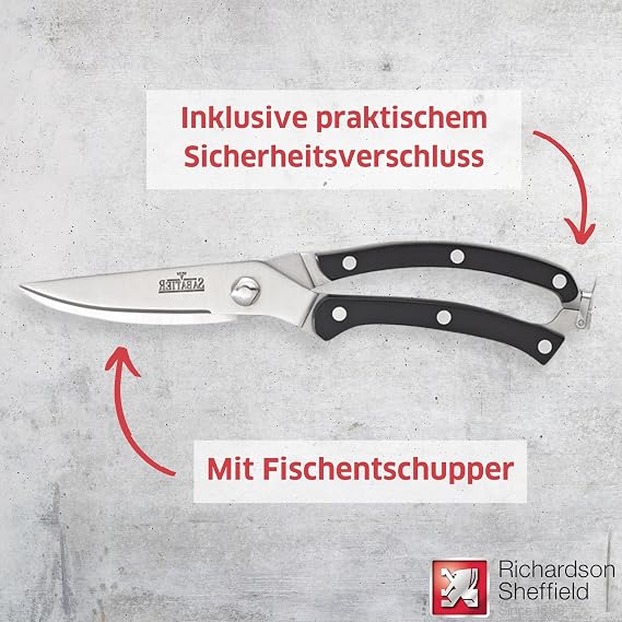 Richardson Sheffield R07000P294654 V Sabatier Kitchen Shears, Black