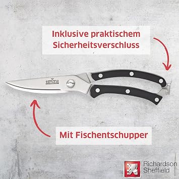 Richardson Sheffield R07000P294654 V Sabatier Kitchen Shears, Black