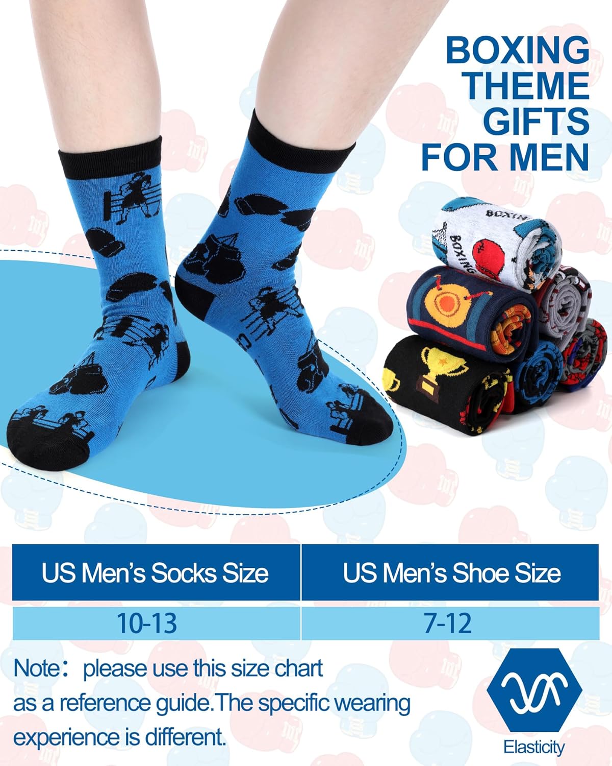 6 Pairs Novelty Sports Gifts for Men Cotton Crew Socks Birthday Gift for Wrestling Swim Fencing Boxing Lover - Image 5