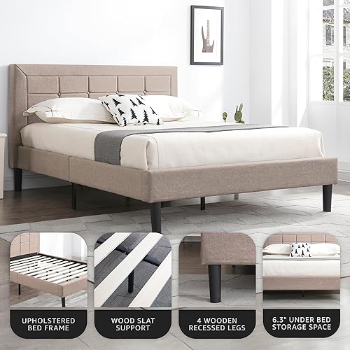 Miniatura 43 de Classic Brands Mornington - Base de cama y cabecera tapizadas Gris oscuro,Lino,Gris claro,Gris