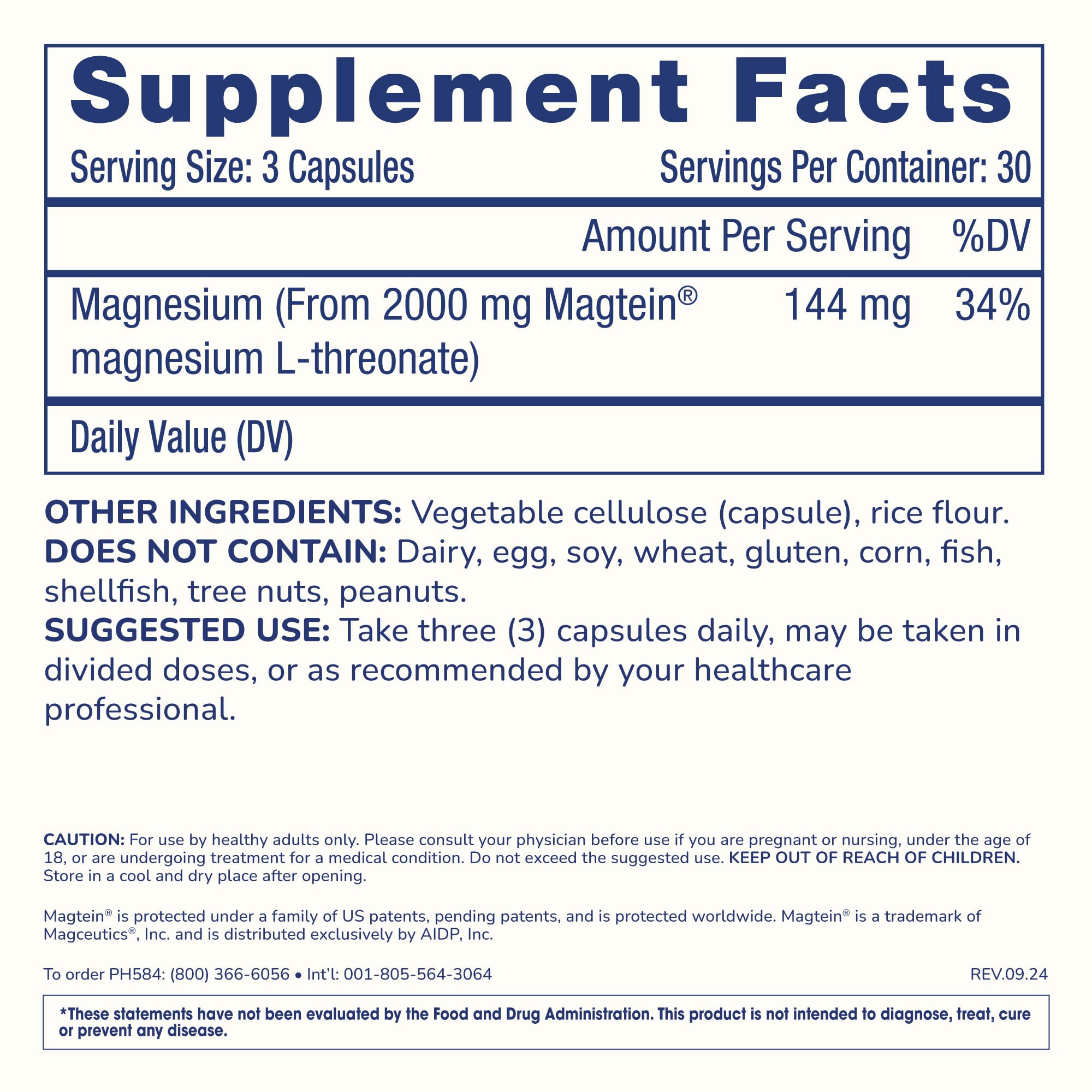 Magnesium L-Threonate Supplement (Magtein), 90 Capsules | Clinically Supported for Brain Health | Optimize Learning, Memory & Focus | 3rd Party Tested (3 Pack) — Amazon image 6