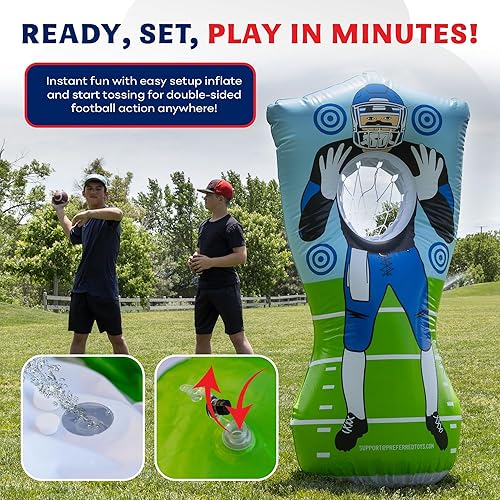 Miniatura 3 de Inflatable Football Target - Double-Sided Toss Training Game with Mini Footballs - Fun Kids Throwing Football Games for Indoors, Outdoors,