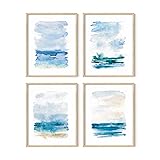 Beach Poster Abstract Painting (Set of 4) 11x14 (unframed)