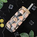 Joeyan 20 oz Tasses en verre avec des lides et des pailles de bambou,Boho Can en forme de bière verres à boire,Cuire tasse à café glacé avec motif arc-en-ciel coloré,Cocktail Smoothie Tea Soda