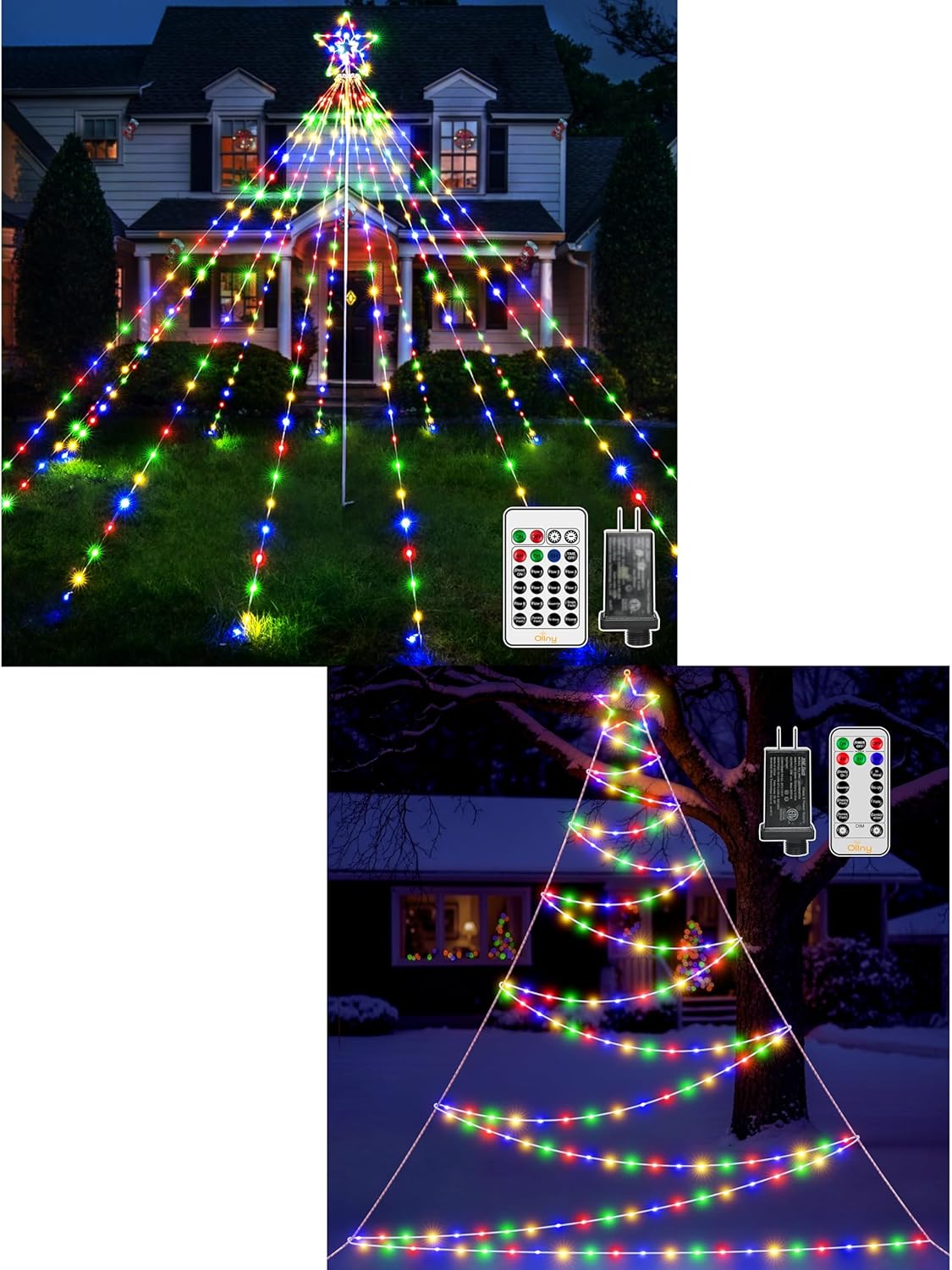 Ollny Inspiration Christmas Yard Decor Lights, IP67 Waterproof Remote Control Christmas Lights with Timer