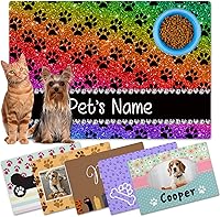 Vista 9 de Alfombrillas personalizadas de piel sintética para comida y agua, antideslizante e impermeable para nombre/foto, tapete personalizado