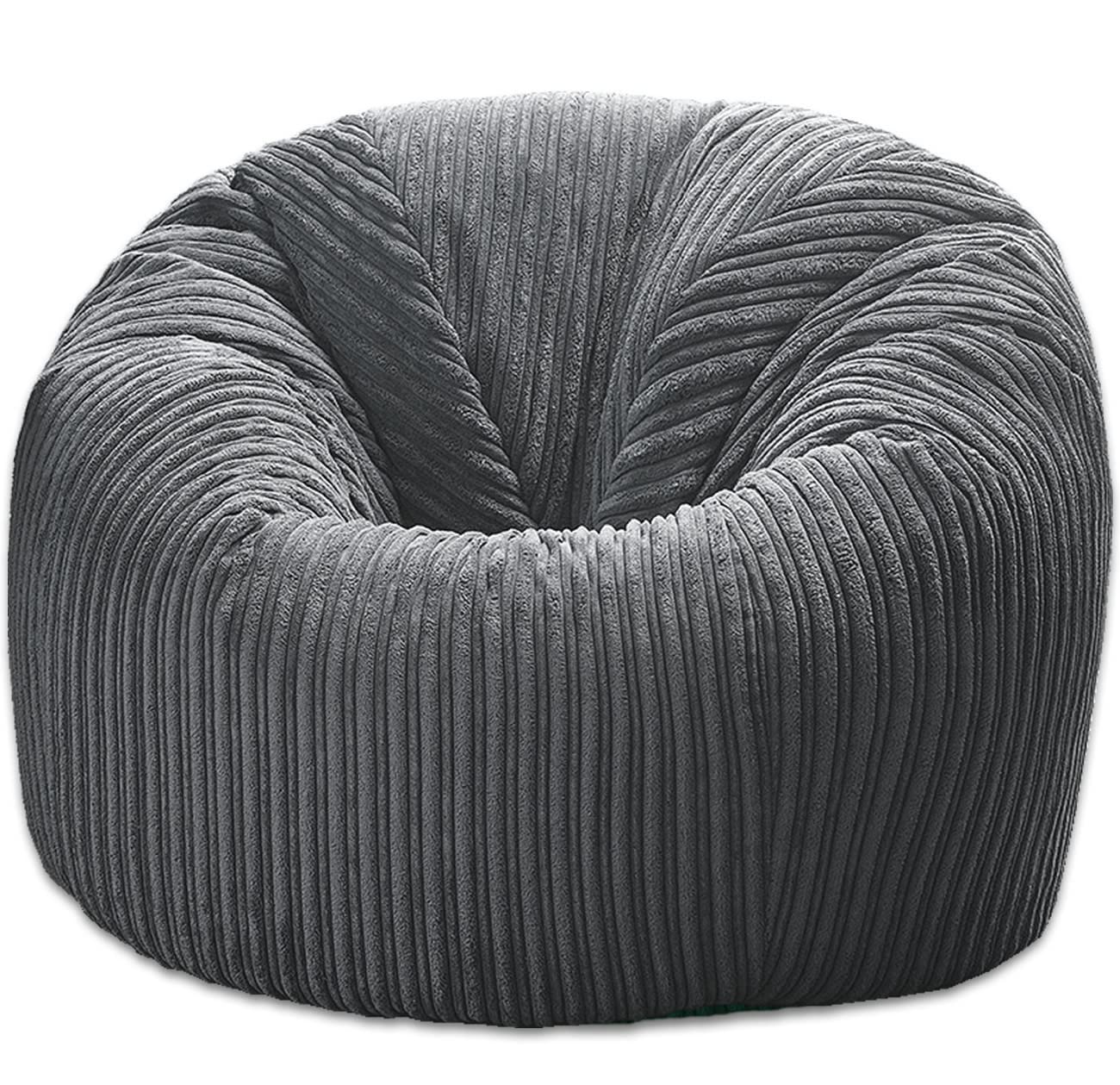 Beautiful Beanbags - Childrens Jumbo Cord Beanbag Chair - Ready Filled - Grey
