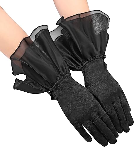 Miniatura 3 de Ayliss Guantes de boda para mujer, de satén, pétalos, ópera, fiesta de los años 20, para ocasiones especiales, vestido formal de baile o cosplay