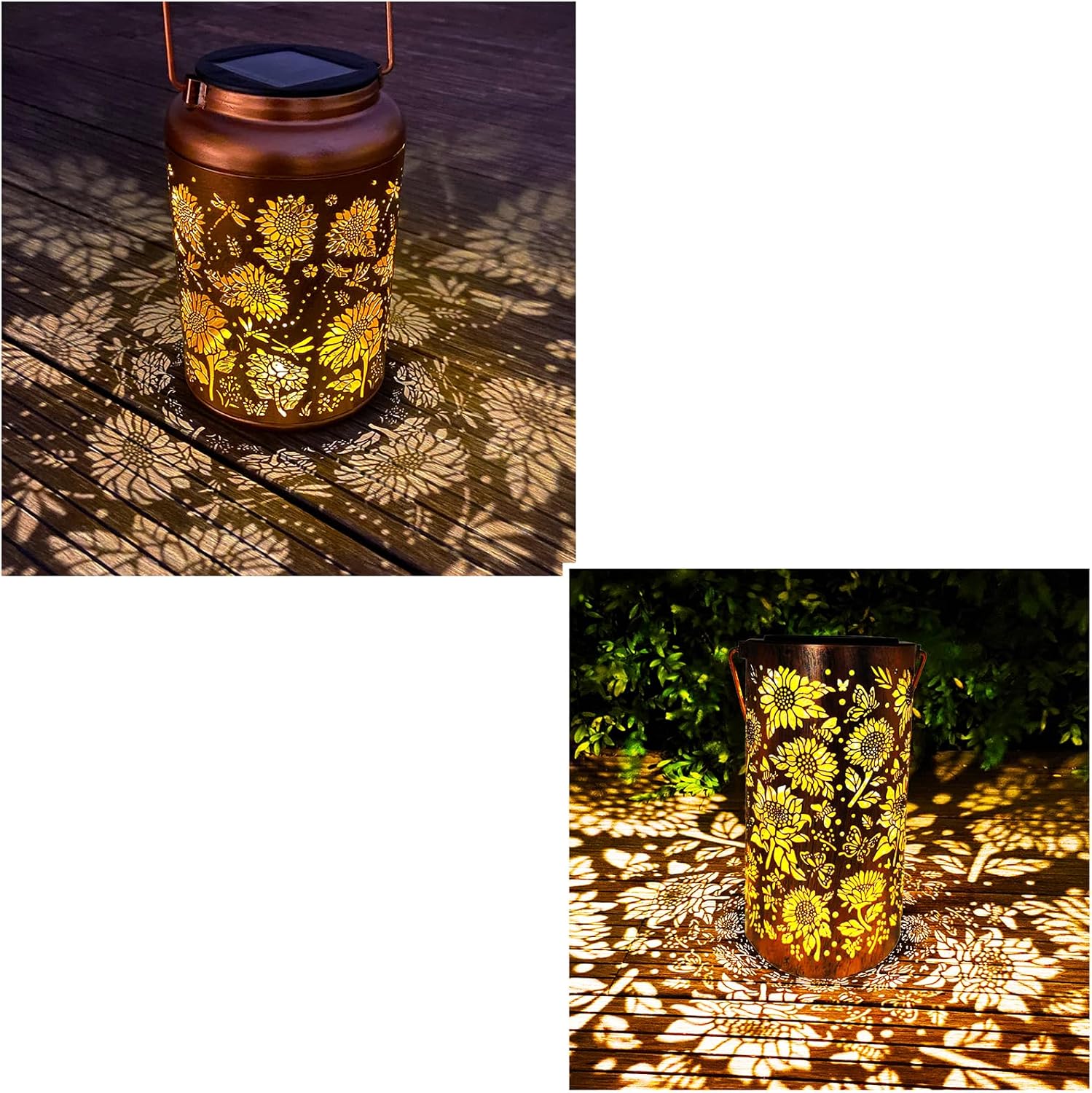 Solar Lanterns for Outside,Sunflower and Dragonfly Garden Decor Lights 1pc,Sunflower Bee and Butterfly Garden Decor Lights 1pc