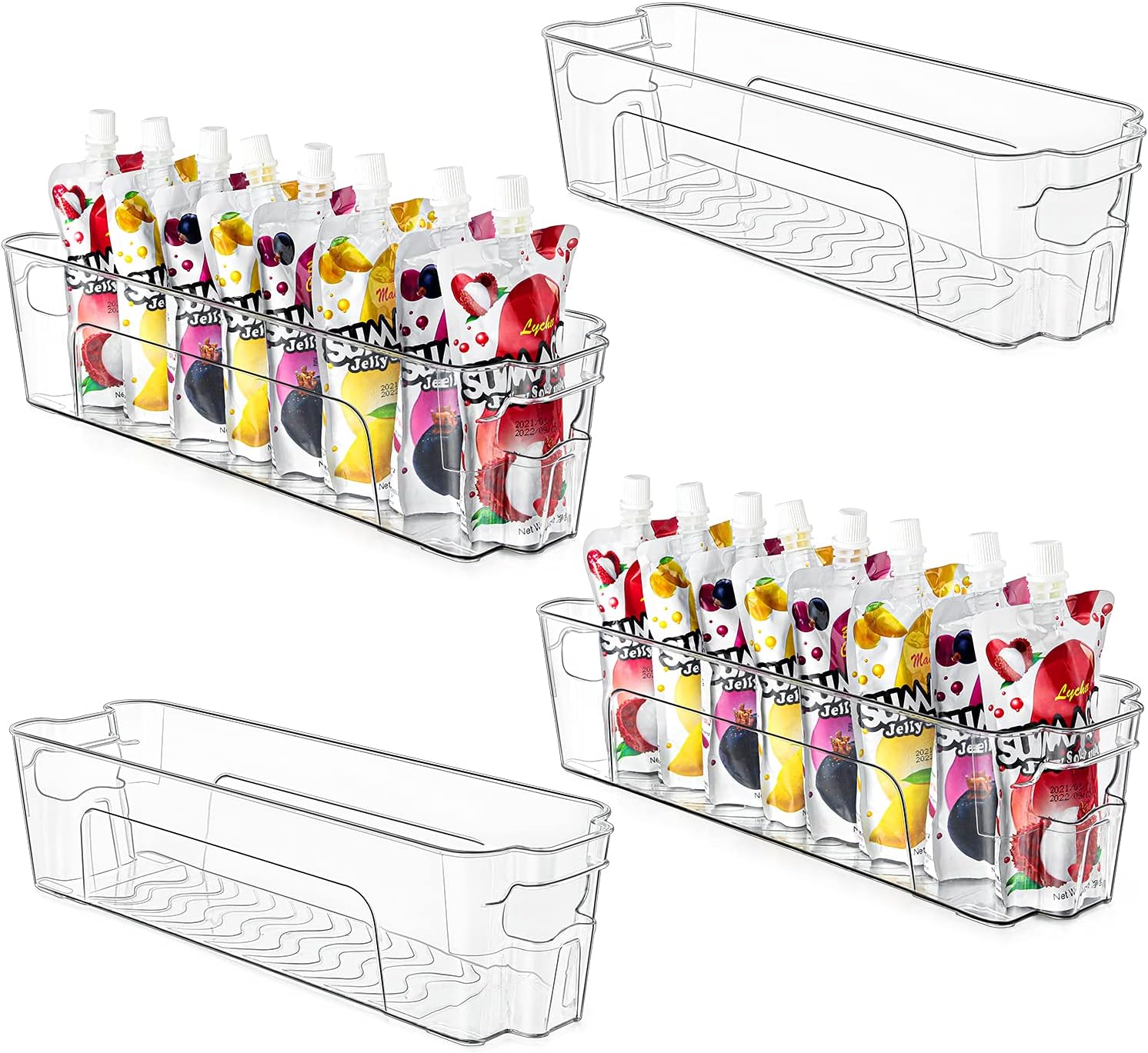 Refrigerator Organizer Bins Set of 4, Paincco Stackable Clear Plastic