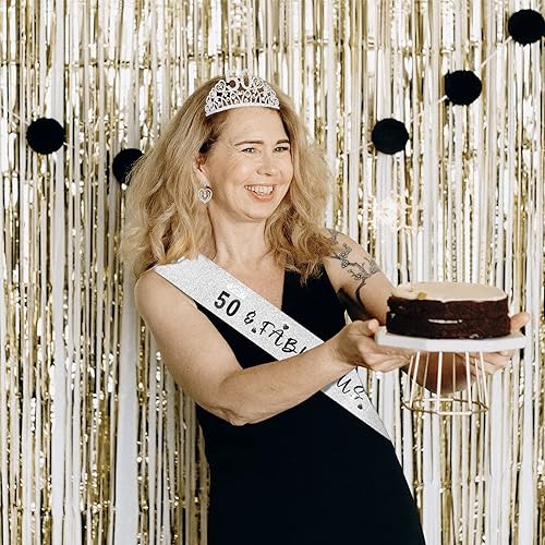 Miniatura 7 de Regalos de cumpleaños 50 para mujer, corona de cumpleaños 50, tiara y banda de cumpleaños 50, regalo para mujer de 50 años, banda de cumpleaños 50,