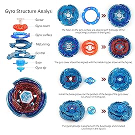 Battling Top Stadium Battle Set, 6 Metal Fusion Spinning Tops 2 Launchers 1 Arena Combat Game, Toy Gift for Kids Boys Ages 6+