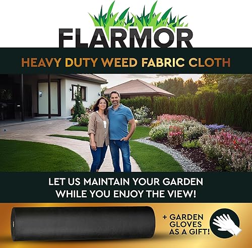 Miniatura 6 de FLARMOR Tela de paisaje, resistente, 4 x 100 pies, 1.8 onzas, tela de paisaje de barrera de malezas, bloqueador de malas hierbas, rollo de tela de