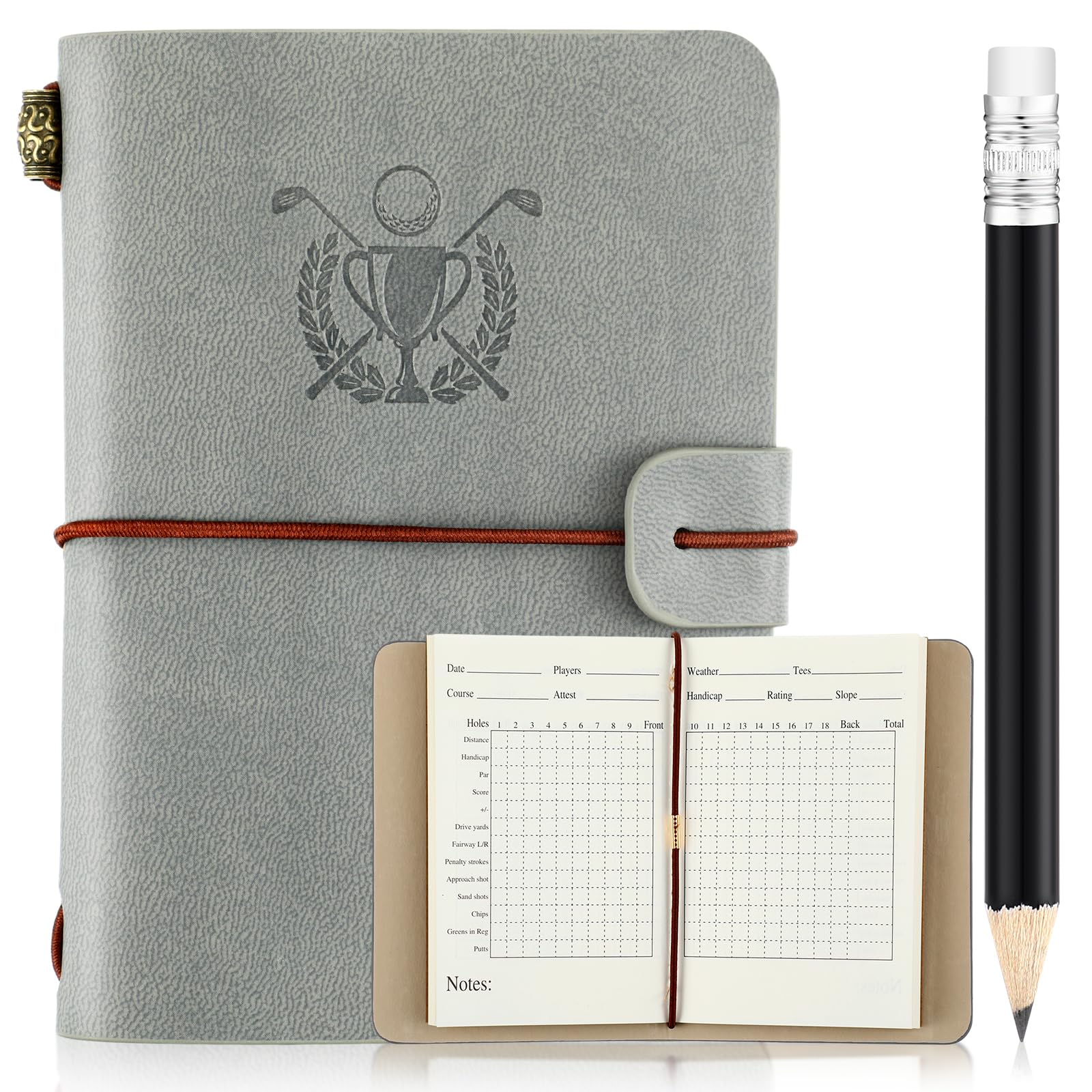 Yexiya Golf Scorecard Book with Pencil Leather Golf Journal Notebook Log Book Pocket ScoreBook Gifts for Men Golfers, Sports and Outdoor Club