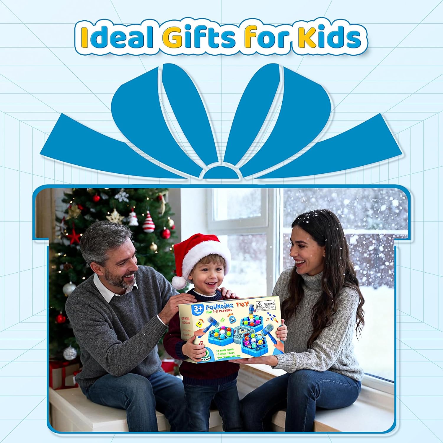 WAYKEE Whack a Game Mole, Toys for 3 4 5 6+ Year Old Boys Girls, Whack a Game for Kids, Gifts for 3-12 Year Old Boys Girls, Interactive Educational Toys with Multiplayer Hammers Sound and Light