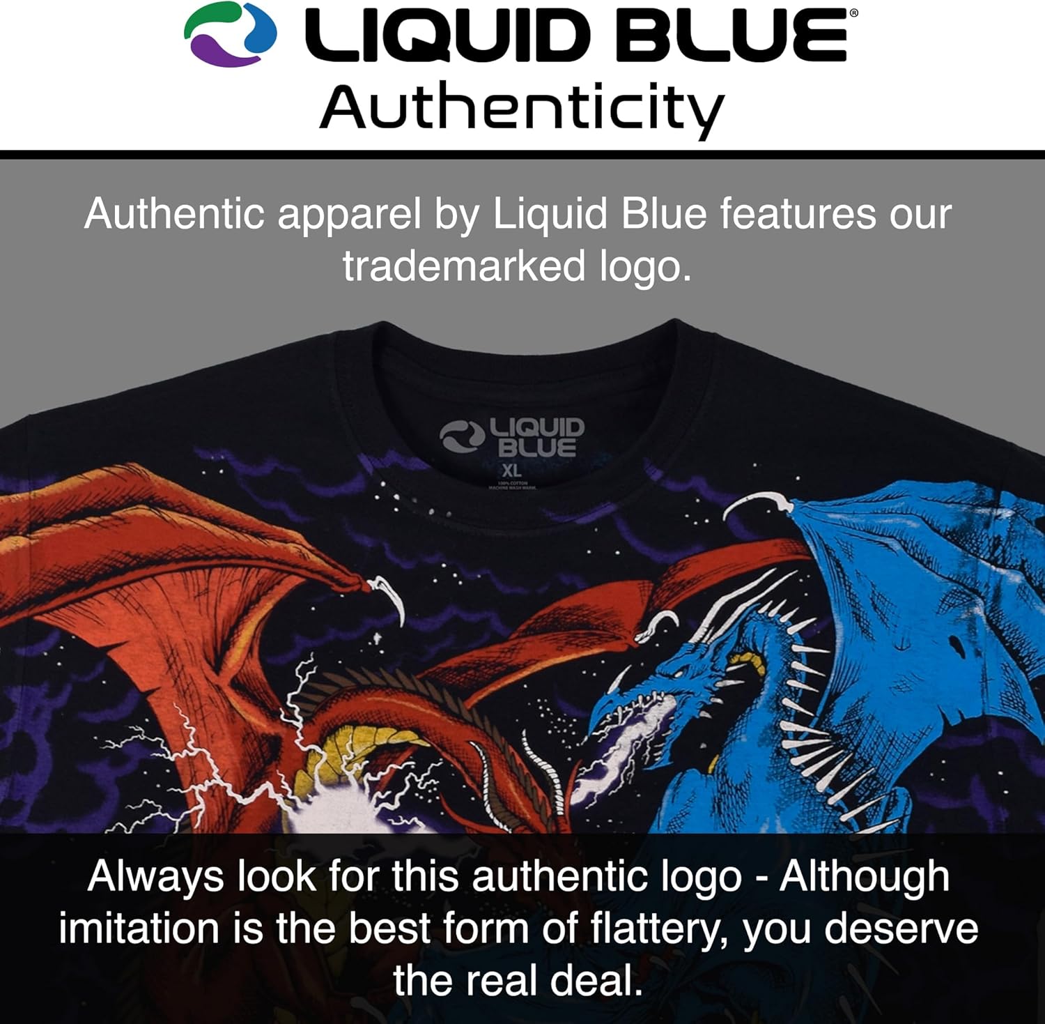 Liquid Blue Men's Liquid Blue Fantasy Dueling Dragons All Over Print T-Shirt