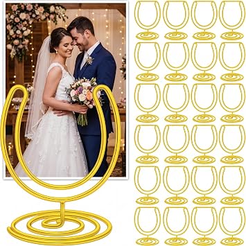 Gersoniel 24 Pcs Horseshoe Table Picture Holder Lucky Horseshoe for Wedding Party Favor Horse Centerpiece Western Cowboy Decor Photo Holders Desk Number Stand Photo Memo Note Card for Birthday Supply