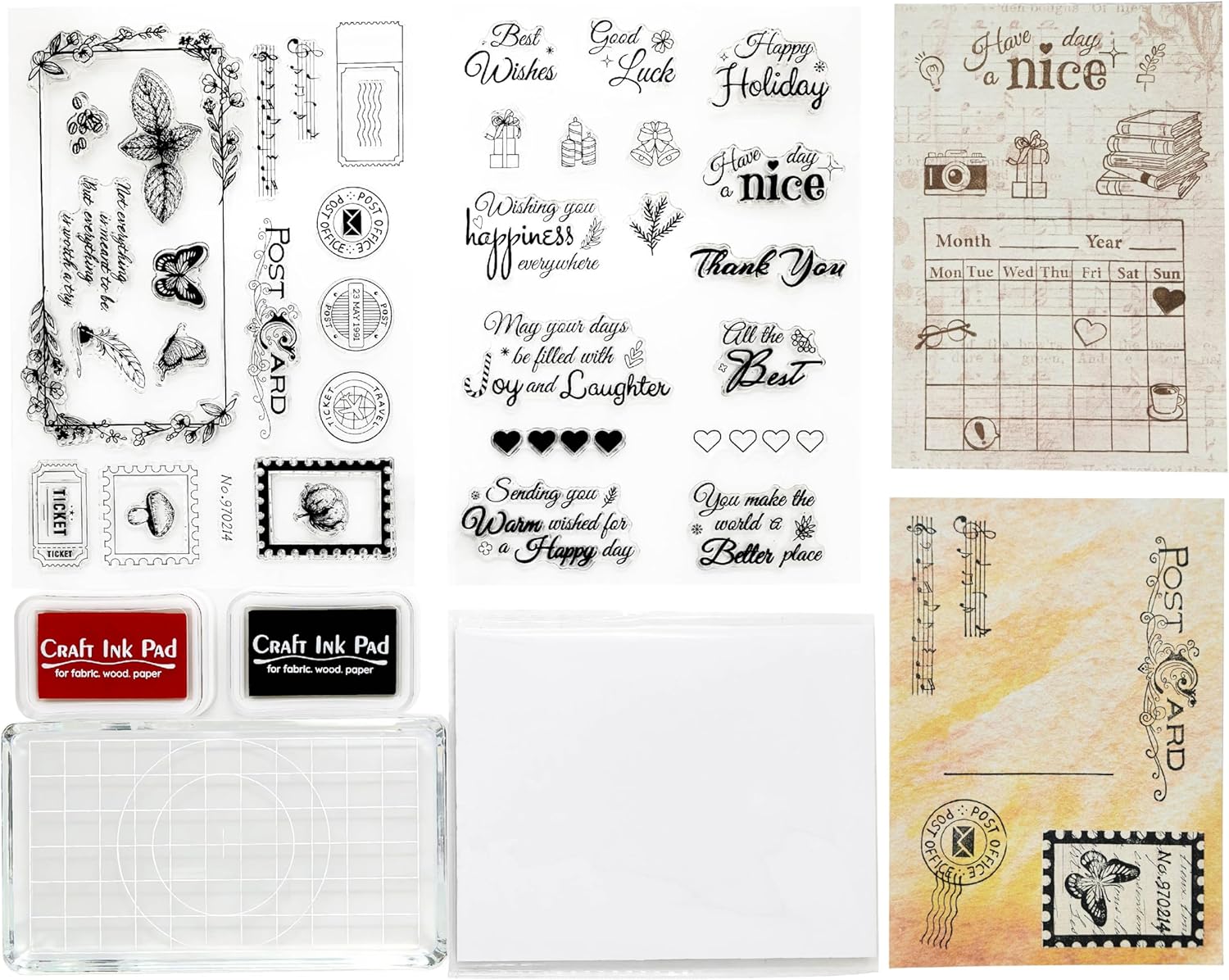 CraftyManor Planner Stamps for Journaling, Clear Stamp for Scrapbooking, Card Making Supplies Set for Crafting, DIY, Photo Album Decor & Junk Journal 5.8x8.3inches (Border + Text Set)