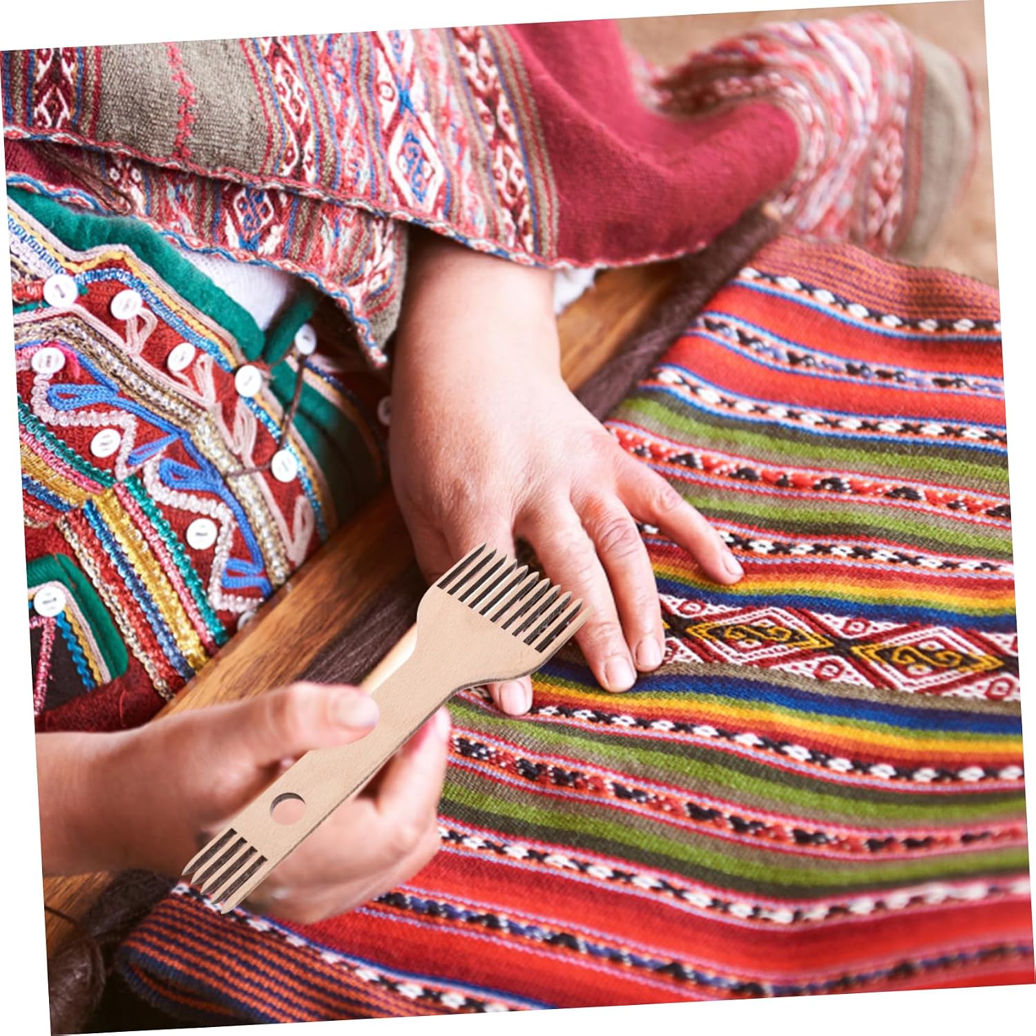 Wooden Loom Comb Weaving Tool for Beginners Dual Head Design