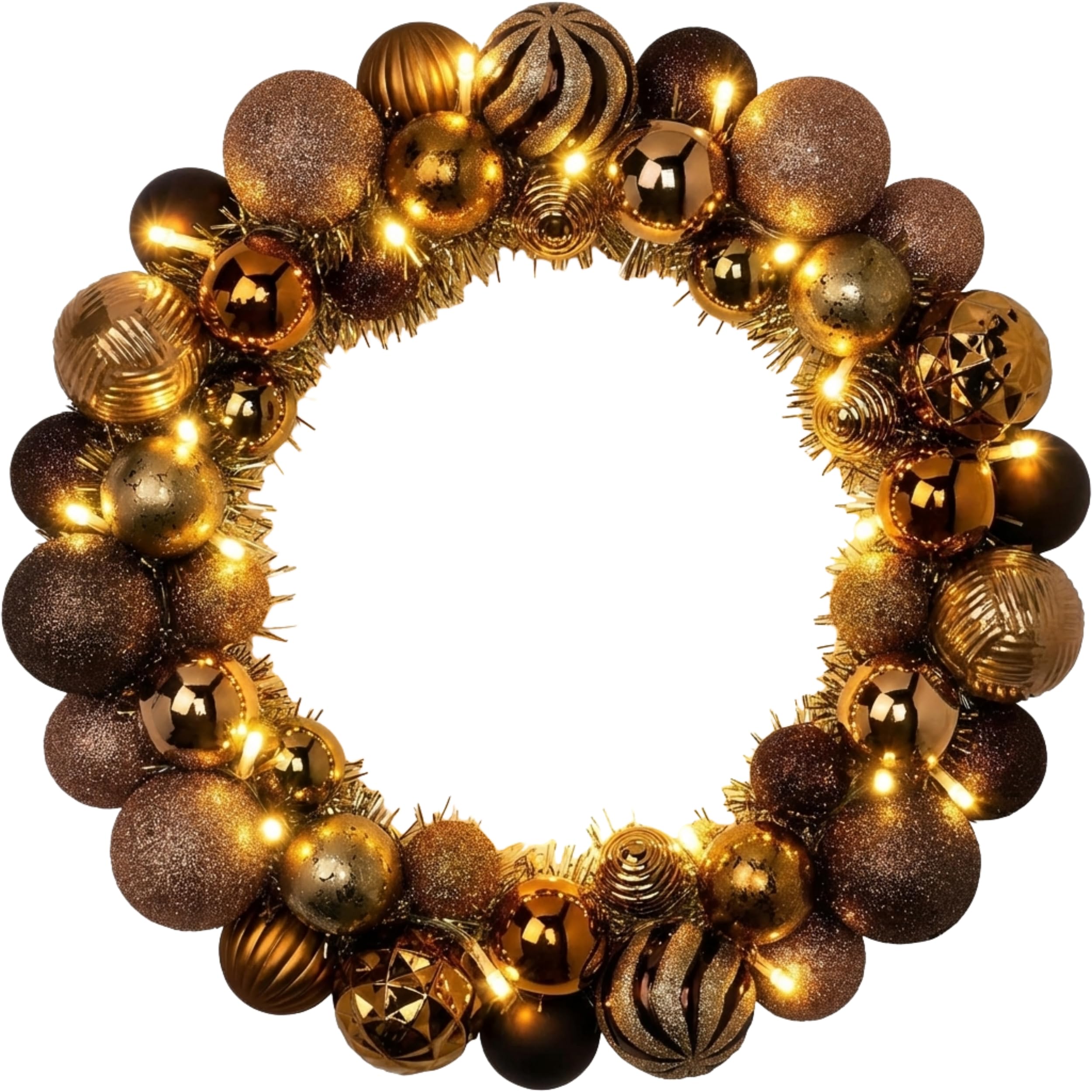 Couronne de Noël pour porte d'entrée Valery Madelyn cuivre doré chaleureux