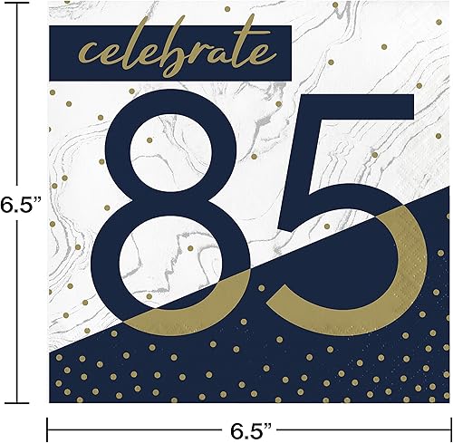 Miniatura 4 de Servilletas de cumpleaños número 95 azul marino y dorado, 48 unidades