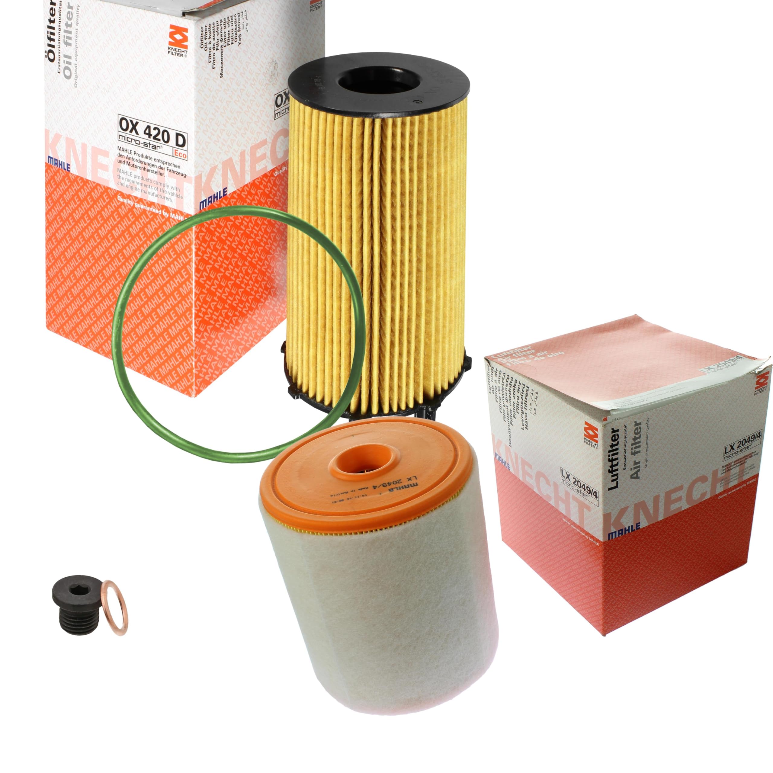 Paquete de inspección Kit de mantenimiento con filtro de aceite OX 420D, filtro de aire LX 2049/4, tornillo de cierre