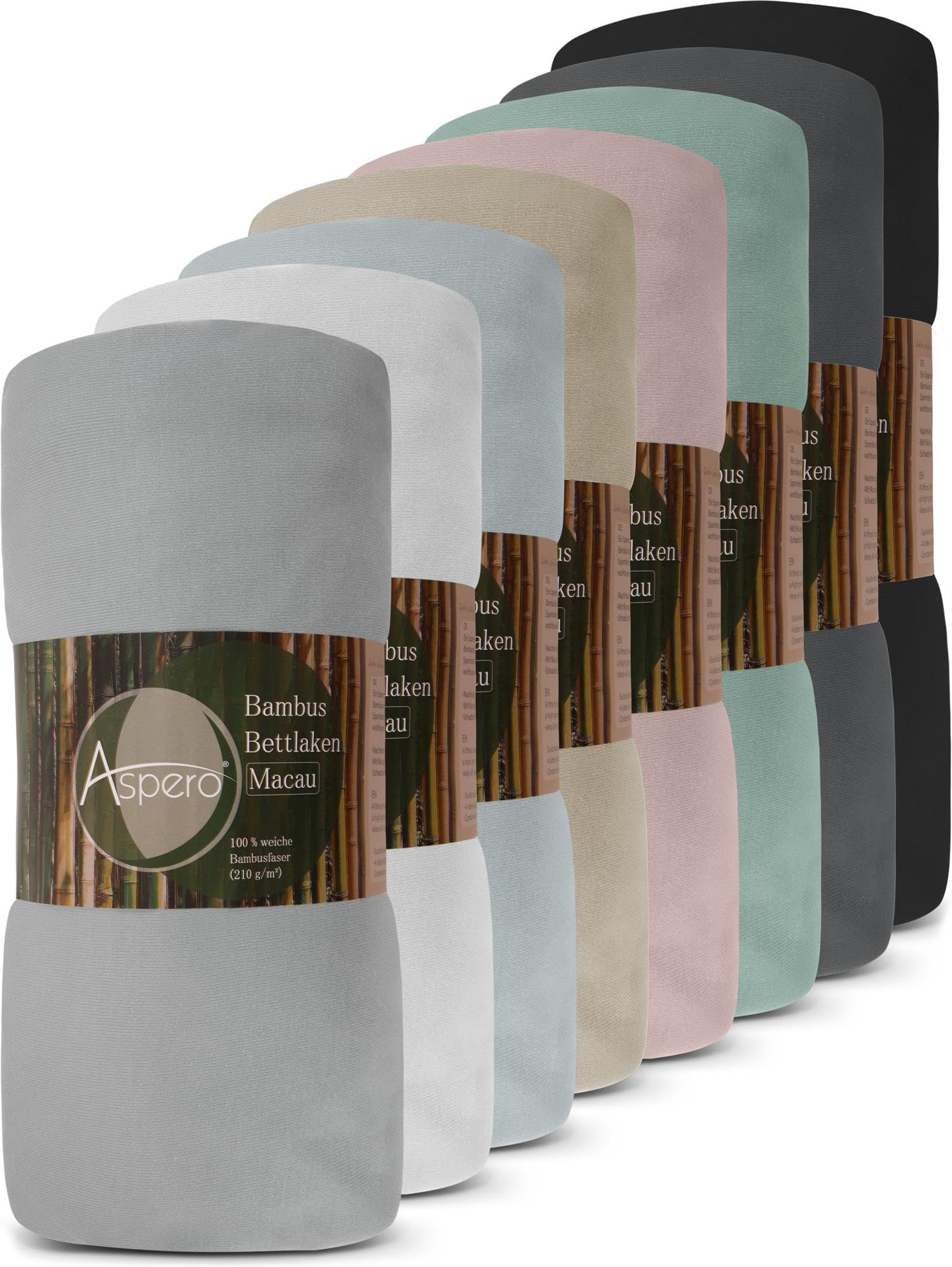 Bambus Spannbettlaken 4 Jahreszeiten| weiches Spannbetttuch 210 g/m² Oeko-Tex aus aktmungsaktivem Material Temperaturregulierend Farbe Hellgrau Größe 140-160 cm x 200 cm x 30 cm
